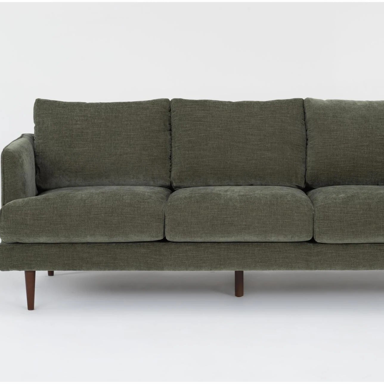 Dark Green Three Seater Vintage SStyle Fabric Sofa