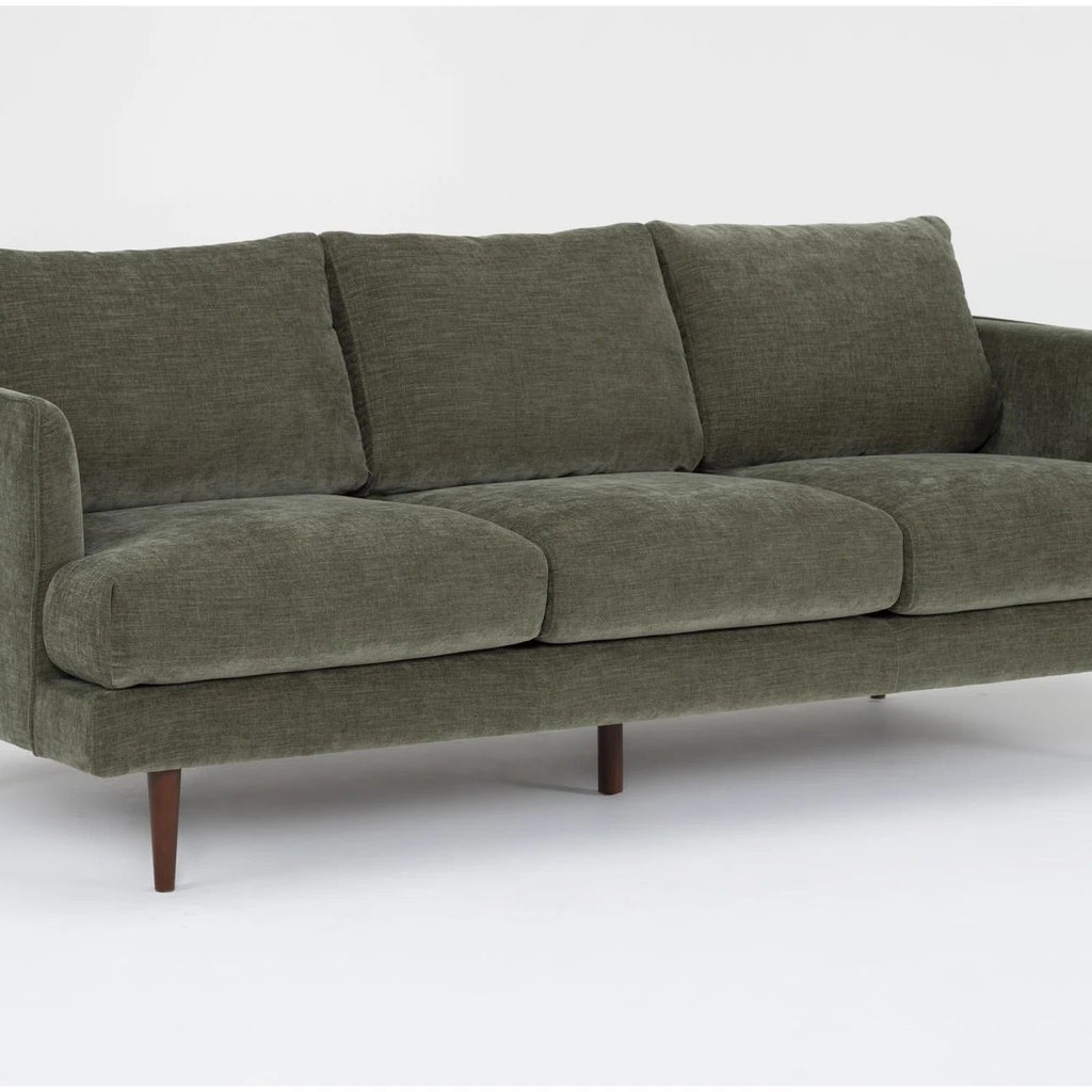 Dark Green Three Seater Vintage SStyle Fabric Sofa