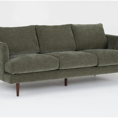 Dark Green Three Seater Vintage SStyle Fabric Sofa