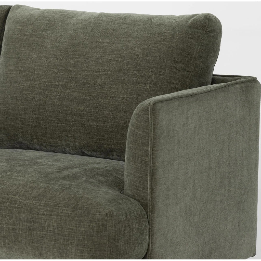 Dark Green Three Seater Vintage SStyle Fabric Sofa
