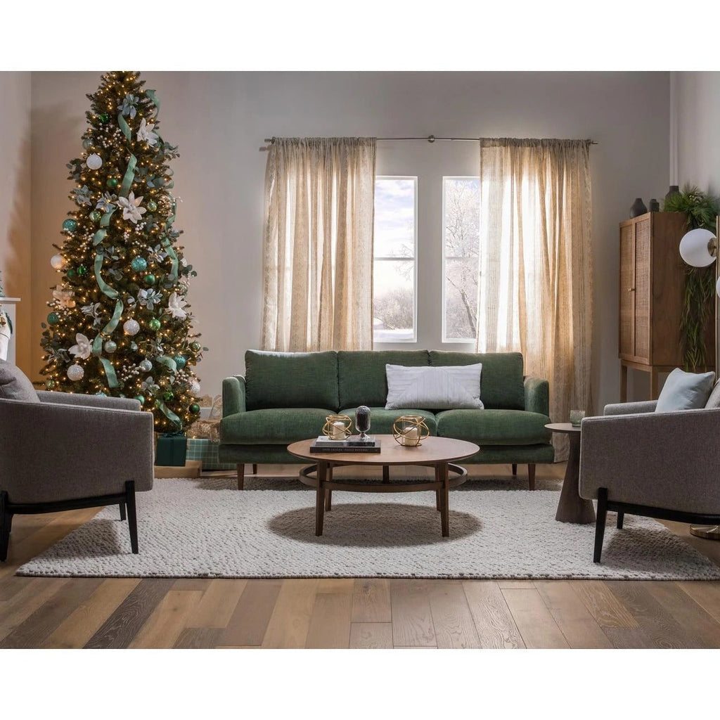 Dark Green Three Seater Vintage SStyle Fabric Sofa