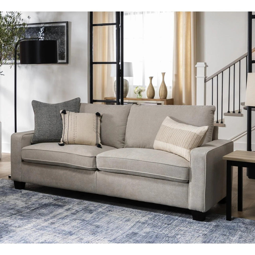 Light Grey Fabric Straight Back Sofa For Two