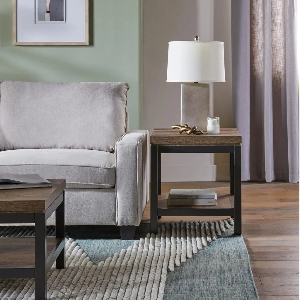 Light Grey Fabric Straight Back Sofa For Two