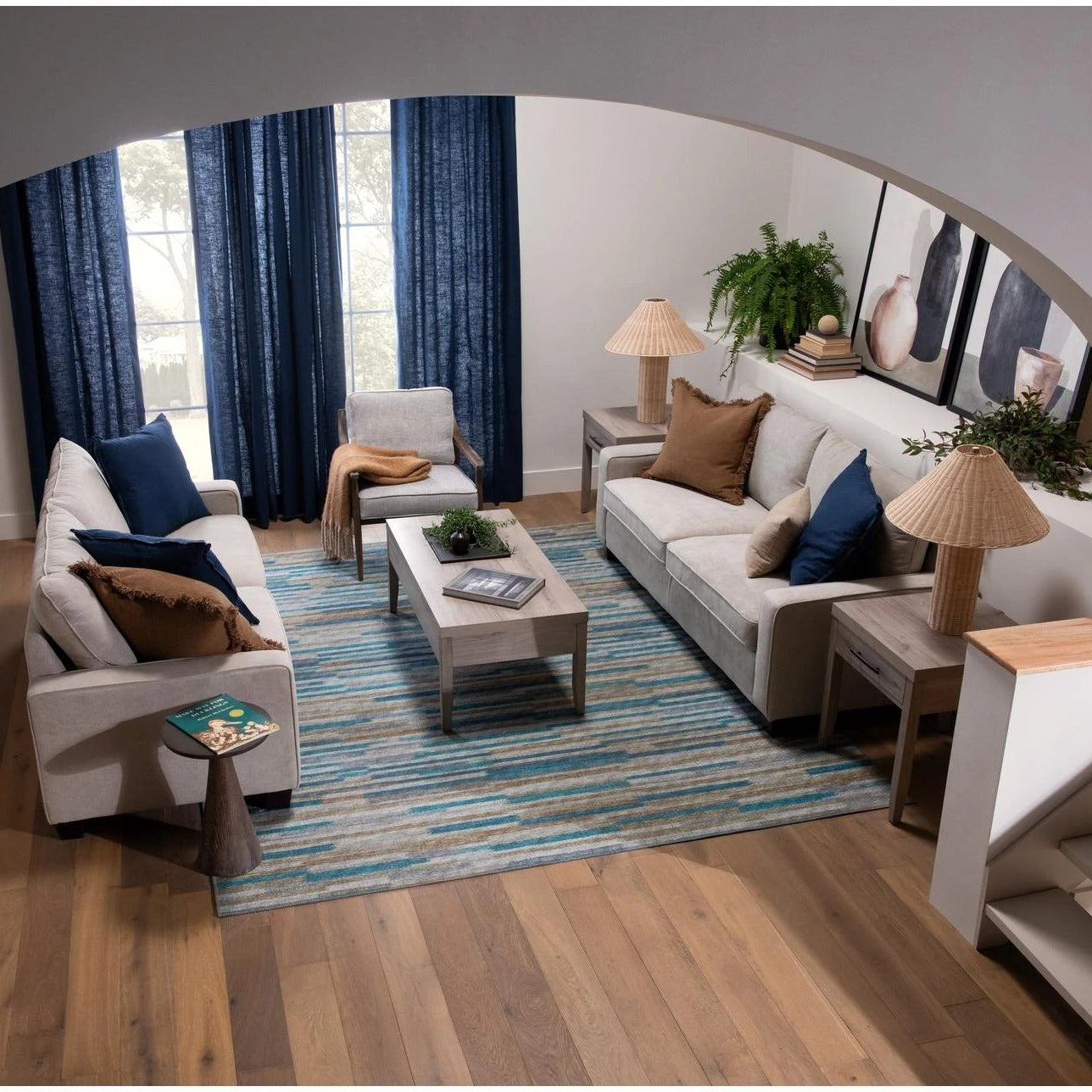 Light Grey Fabric Straight Back Sofa For Two
