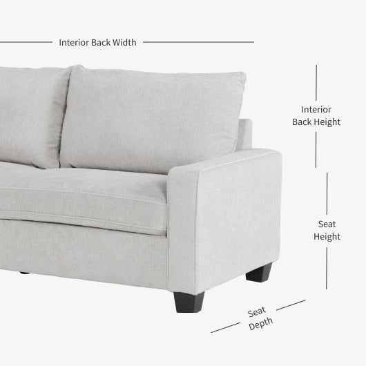 Light Grey Fabric Straight Back Sofa For Two