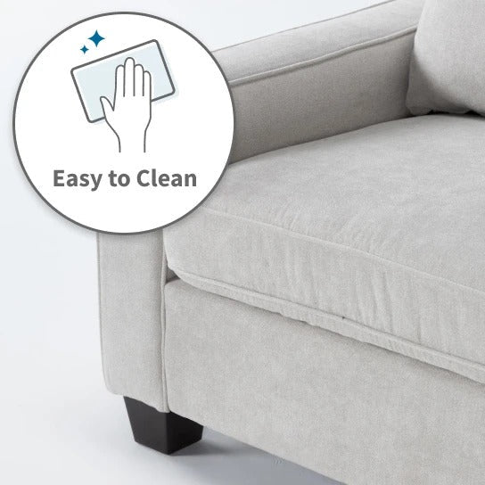 Light Grey Fabric Straight Back Sofa For Two
