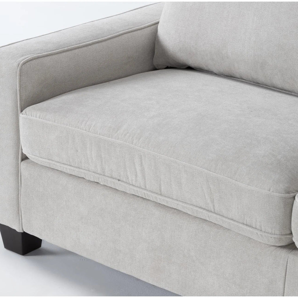 Light Grey Fabric Straight Back Sofa For Two