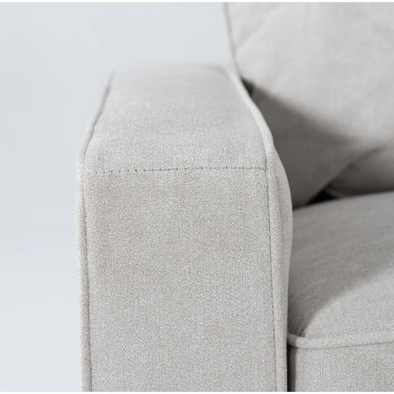 Light Grey Fabric Straight Back Sofa For Two