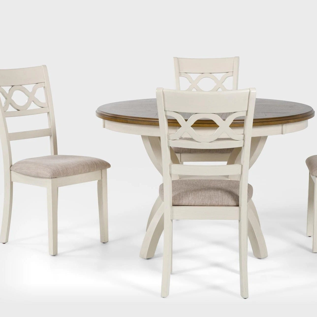 Round Solid Wood Dining Table Set