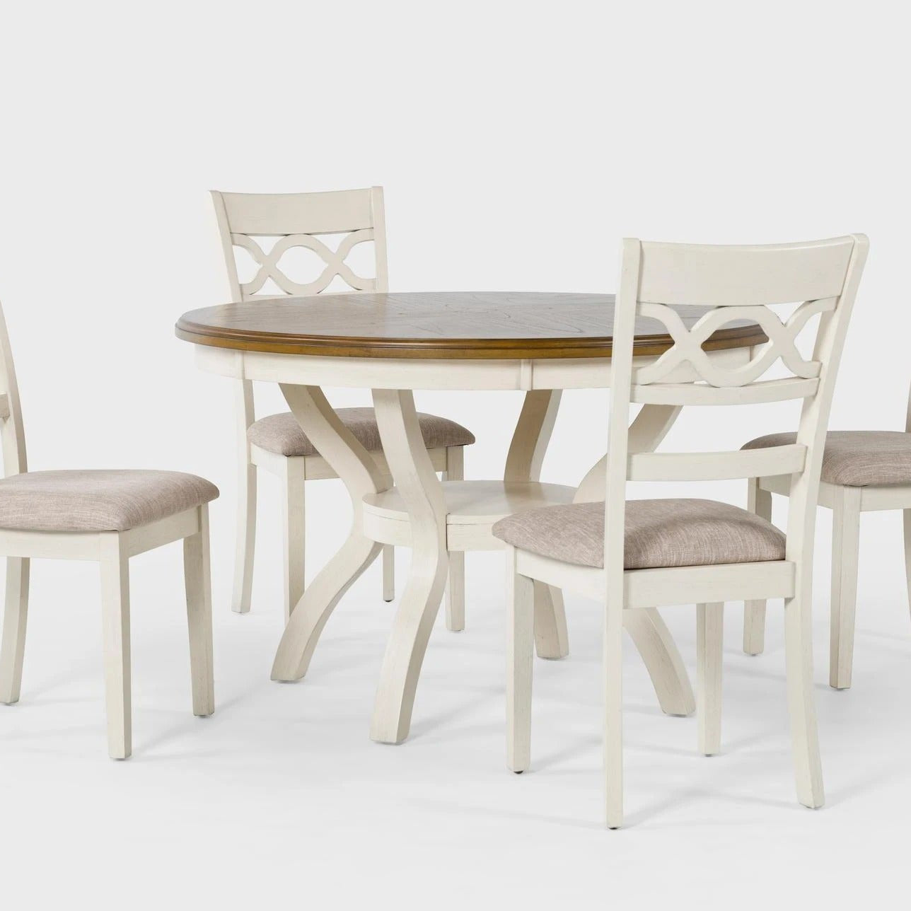 Round Solid Wood Dining Table Set