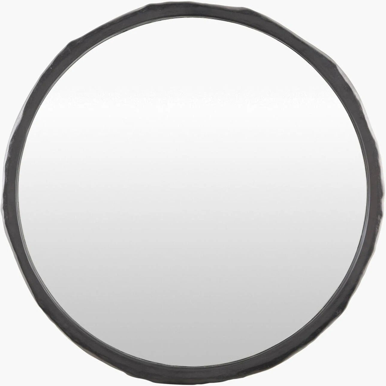 Round Wall Mounted Decorative Mirror With A Black Frame