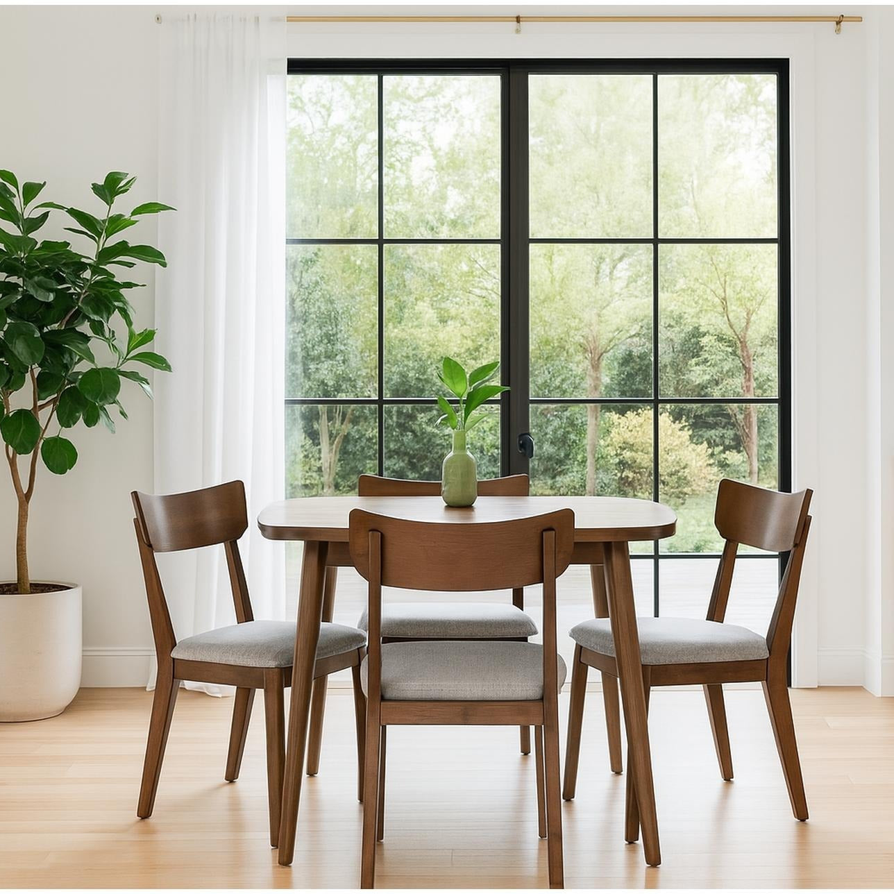 Solid Wood Dining Table And Four Chair Set