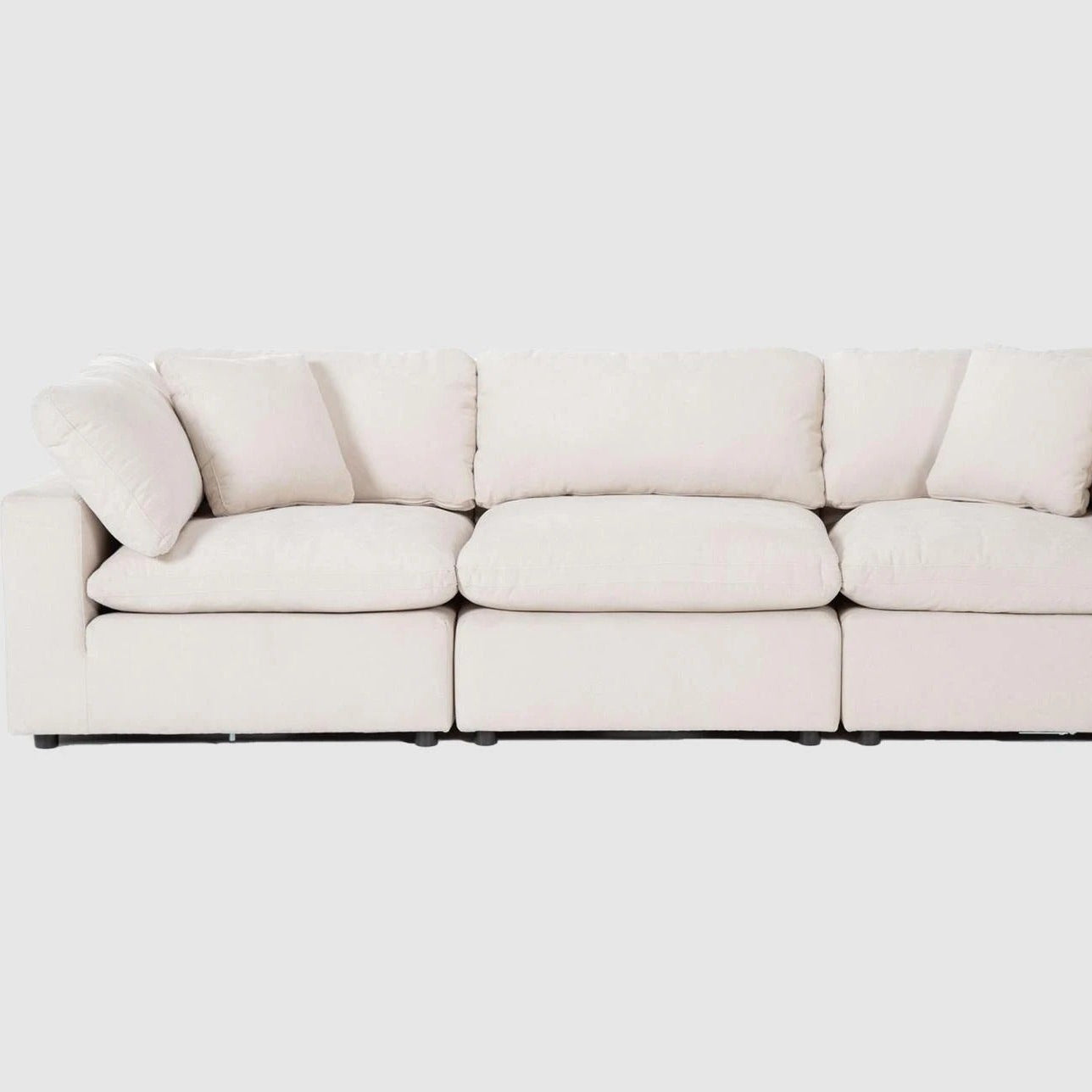 Three Section Modular Straight Line Fabric Sofa