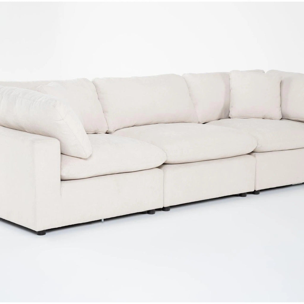 Three Section Modular Straight Line Fabric Sofa