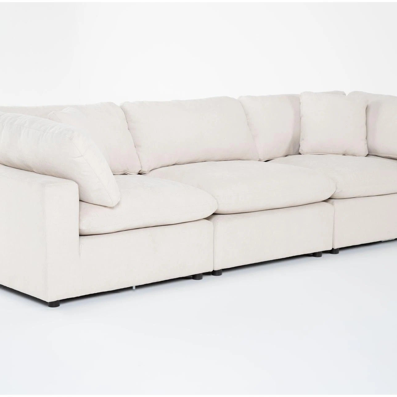 Three Section Modular Straight Line Fabric Sofa