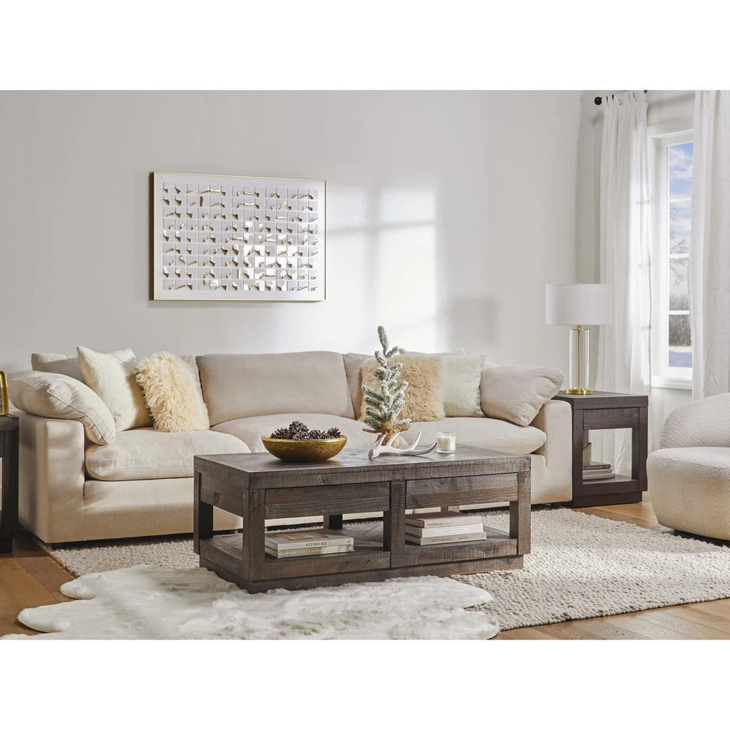 Three Section Modular Straight Line Fabric Sofa