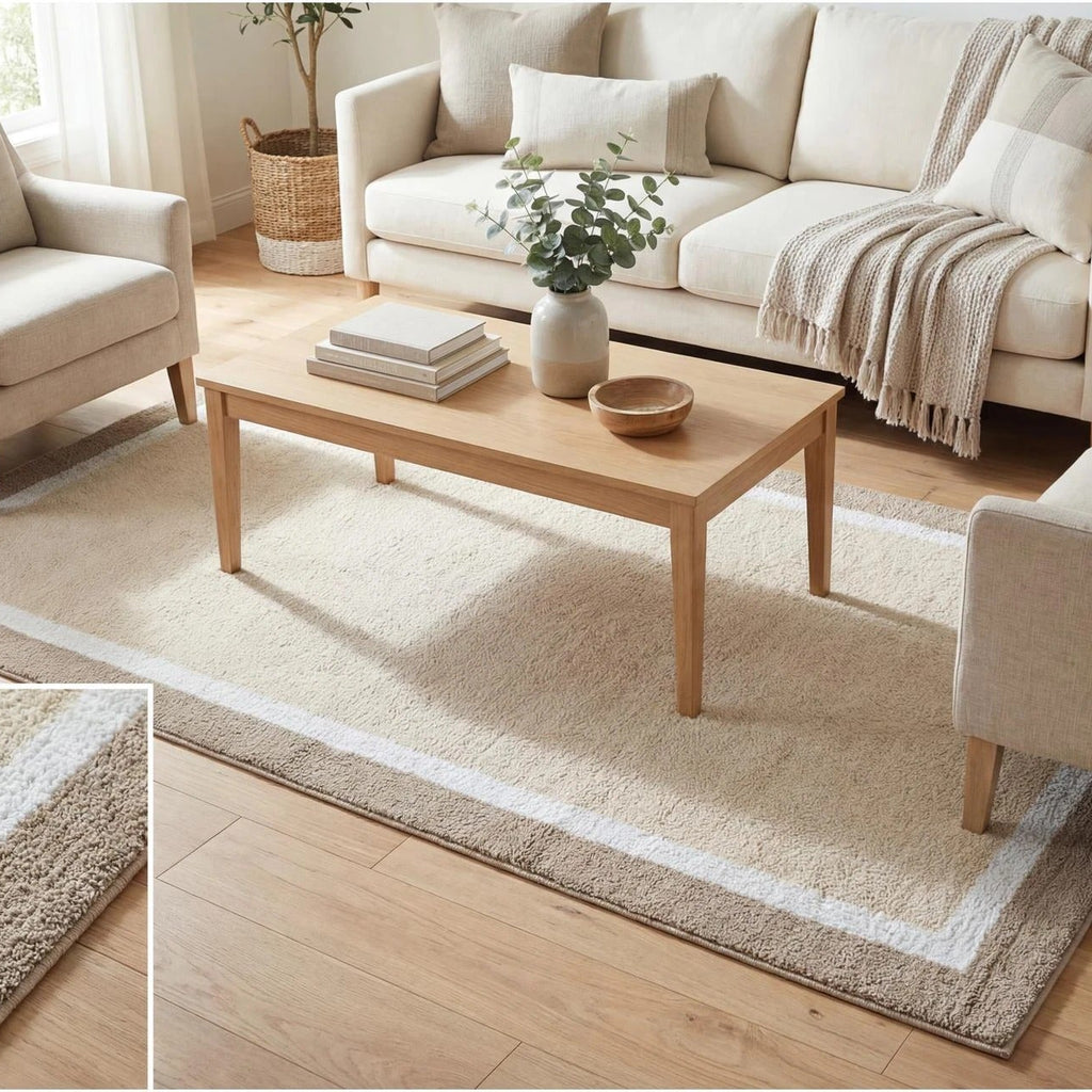 Tri Color Bordered Runner Rug