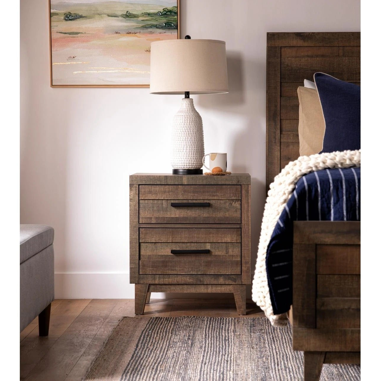 Vintage Style Wood Grain Nightstand